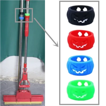 FATUBE 100Pcs/Pack Mop Handle Anti‑Slip Decorative Ring  Pumpkin Face Silicone Anti‑Collision Retaining Ring Mop Accessories