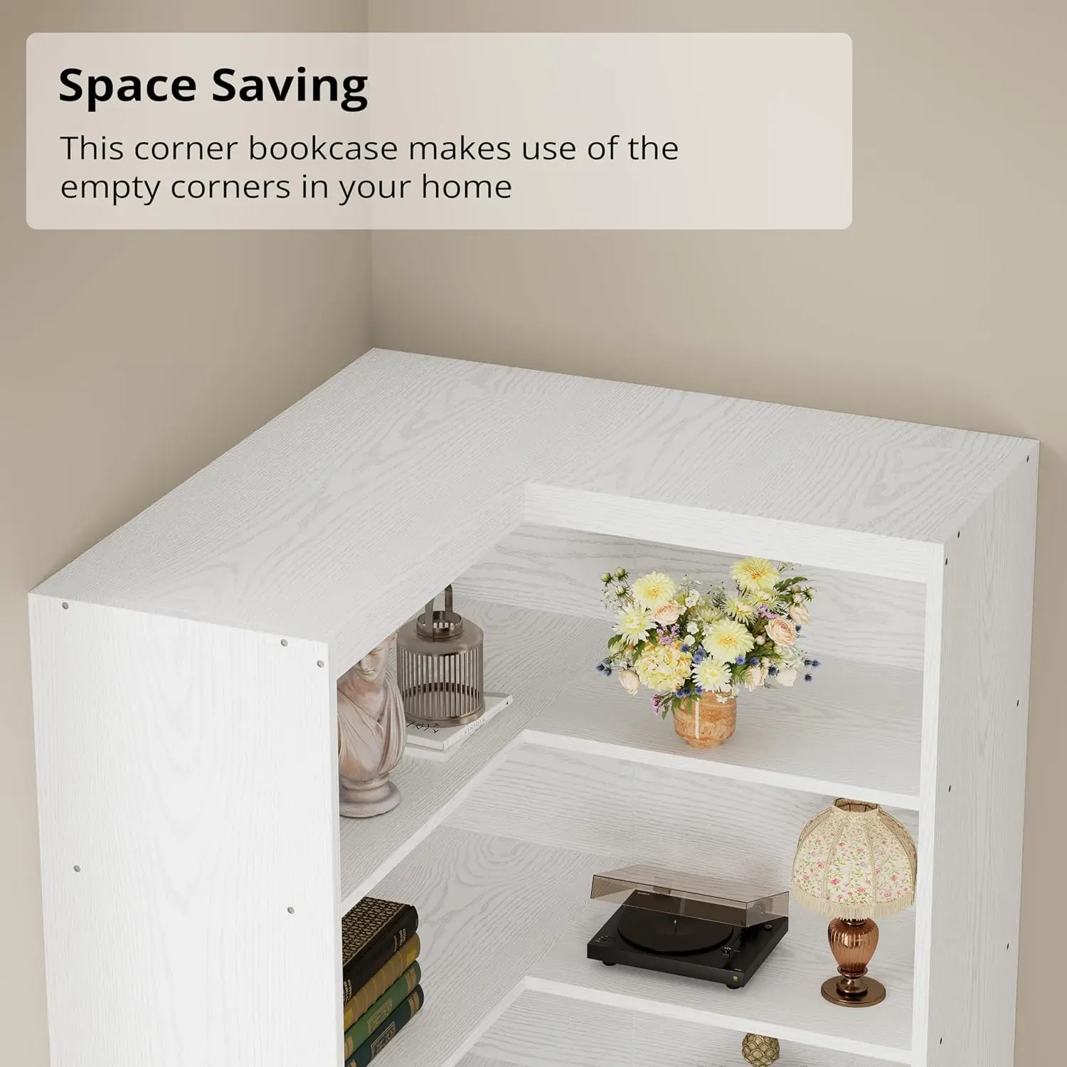 رف كتب زاوية من IRONCK مع أبواب، خزانة كتب من 6 طبقات مع مساحة تخزين، رف زاوية مع خزانة، رف كتب كبير طويل للمكتب المنزلي