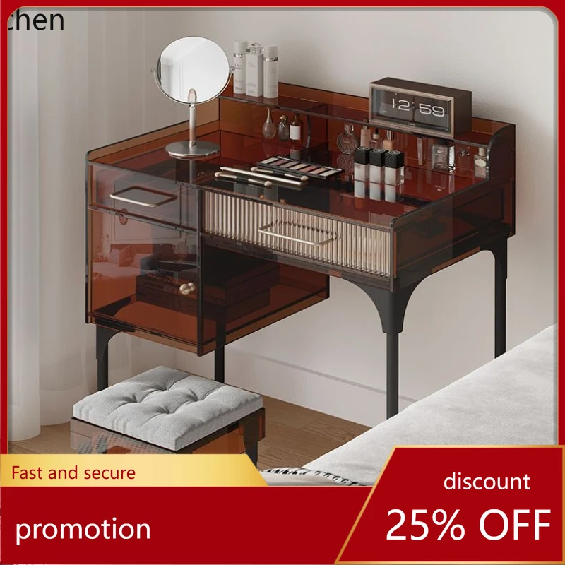 HXL Acrylic Light Luxury Dressing Table Makeup Table Storage Cabinet Desk Integrated