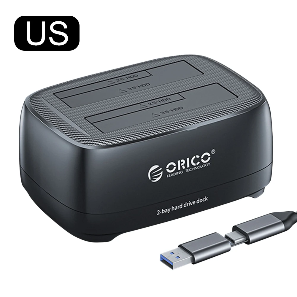 Dual Bay HDD Docking Station com Clone Offline, USB 3.2 Gen 1 para SATA Hard Drive Dock Até 40 TB para 2.5 e 3.5 Polegada SSD