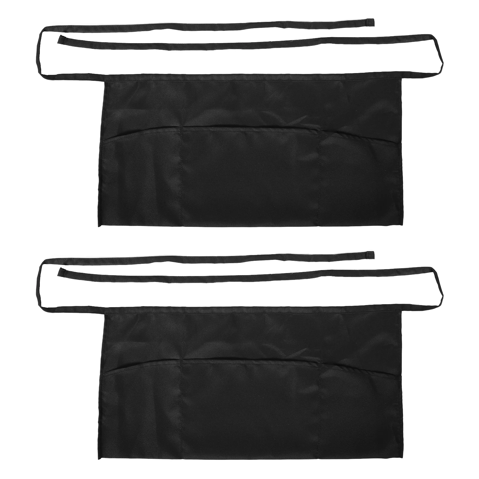 

2pcs Waterproof Waist Apron 3 Pockets Short Half Server Apron For Men Women Polyester Easy Clean Restaurant Home Kitchen
