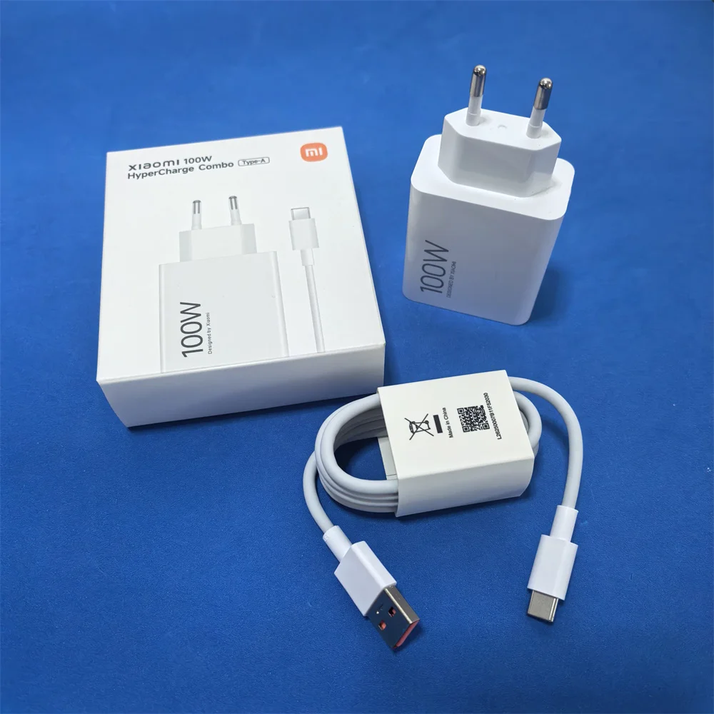Xiaomi 100W EU Charger Turbo Fast Charging Adapter For Mi 17 15 Pro Max Poco F8 Pro Ultra Redmi K90 K80 Pro MAX 6A Type C Cable