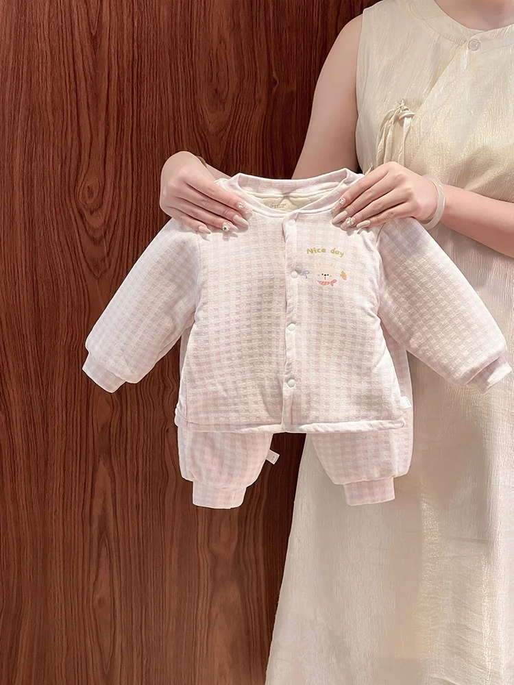 

Комплект женской одежды из хлопка для осени и зимы: топ и брюки с высокой талией для защиты живота, раздельный костюм-двойка