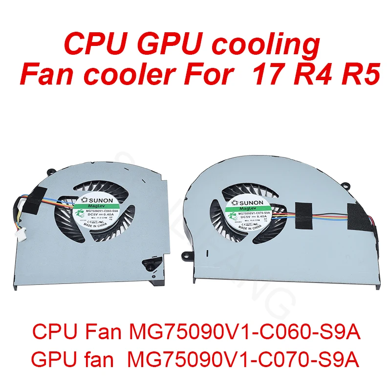 Original 5V CPU Cooler MG75090V1-C070-S9A & MG75090V1-C060-S9A 0.40A Four Lines GPU Cooling Fan For Dell Alienware 17 R14 R15