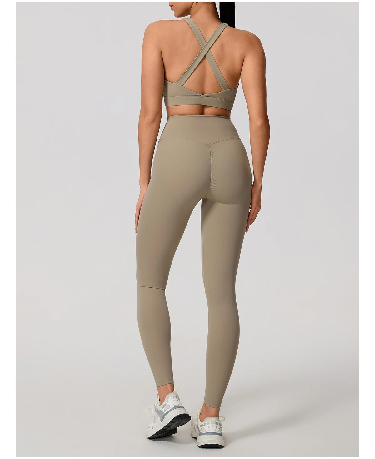 Hearuisavy Damen Yoga-Set mit Rückenfreiem Sport-BH und Hochtaillierter Leggings, 2-teiliges Workout-Outfit für Fitness, Laufen und Training – Detail 17