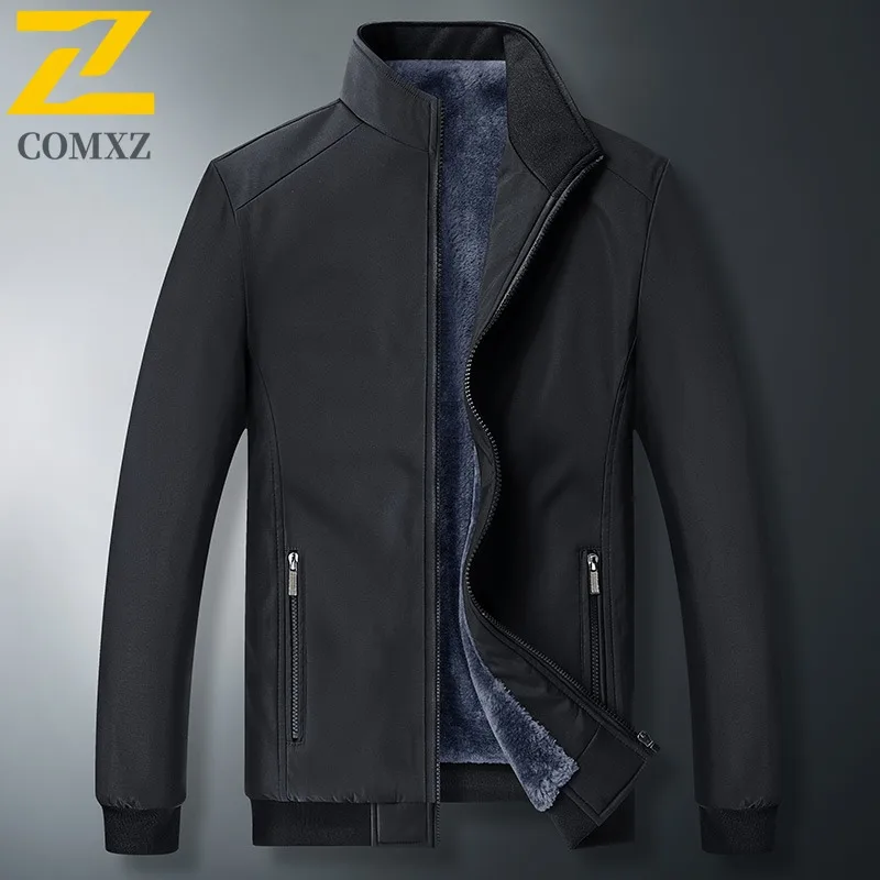 COMXZ الرجال القطن وسادة مبطنة دافئ دافئ مقاومة البرد حجم كبير التزلج السفر الشتاء سترة التخييم عالية الجودة معطف الحشو