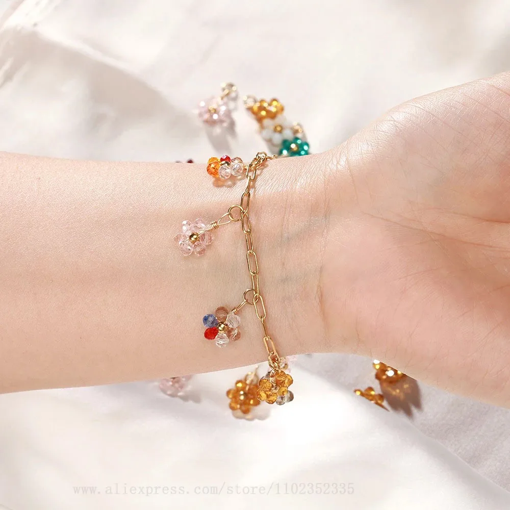 20 قطعة/الحقيبة صغيرة أزهار لطيفة ديزي قلادة الفولاذ المقاوم للصدأ كريستال مطرز القرط قلادة سوار الإمدادات #5