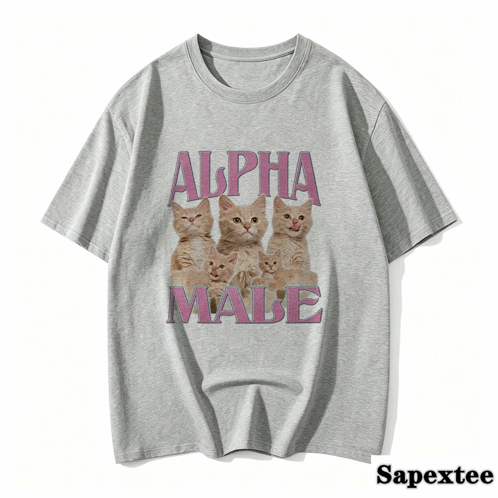 Camiseta Alpha Male, el regalo perfecto para tu mejor amigo, camisetas de verano, moda divertida, camiseta gráfica para mujer, manga corta, top con un estilo de dibujos animados adorable.