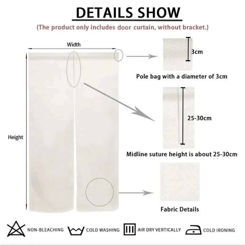 VIKAMA Chinese Style Noren Door Curtain Lotus Flower Bud Print Fabric Room Divider Curtain for Home Kitchen Bedroom Decor