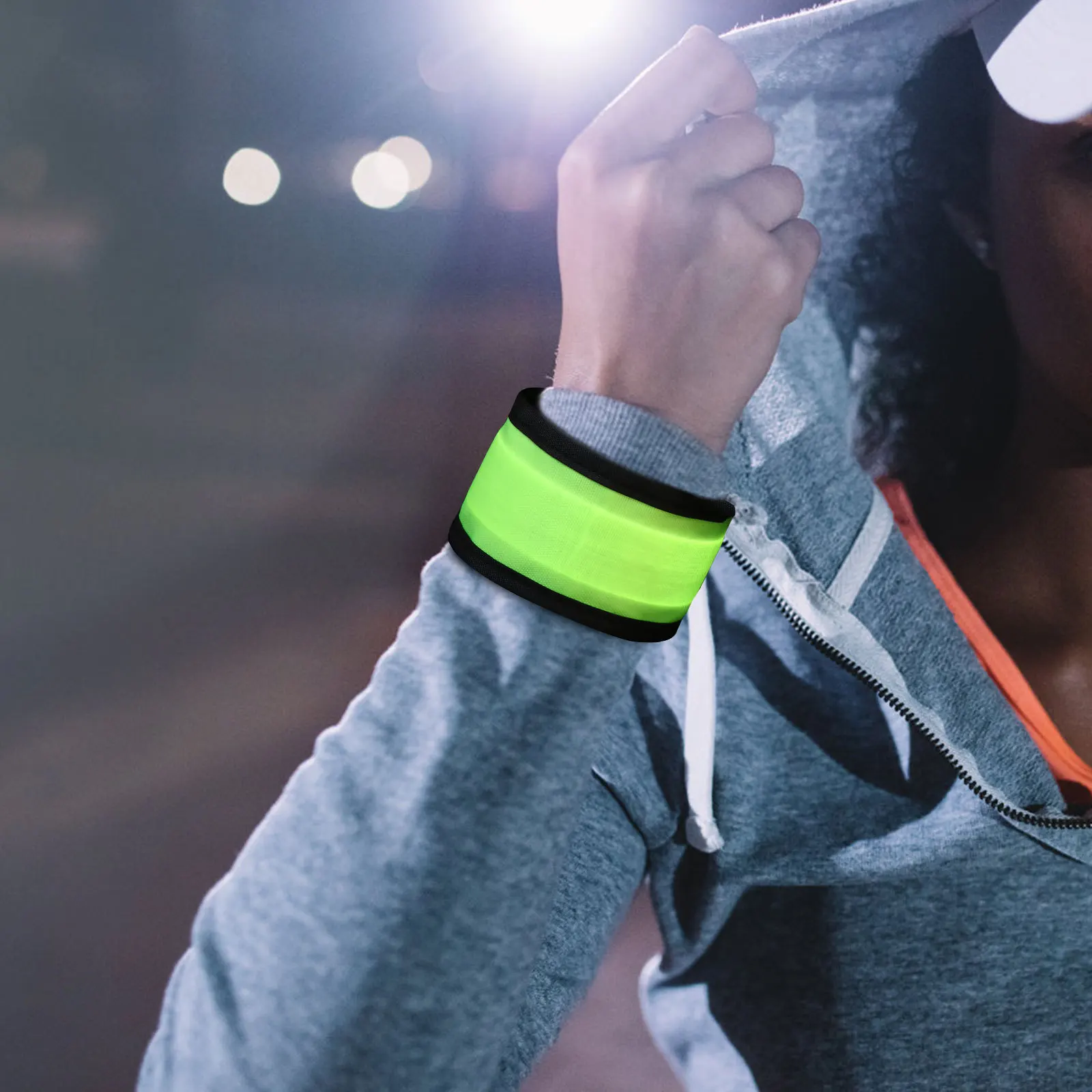 5 قطع من أربطة الذراع للجري الليلي المتوهجة، أساور صفعة، حزام إضاءة آمن