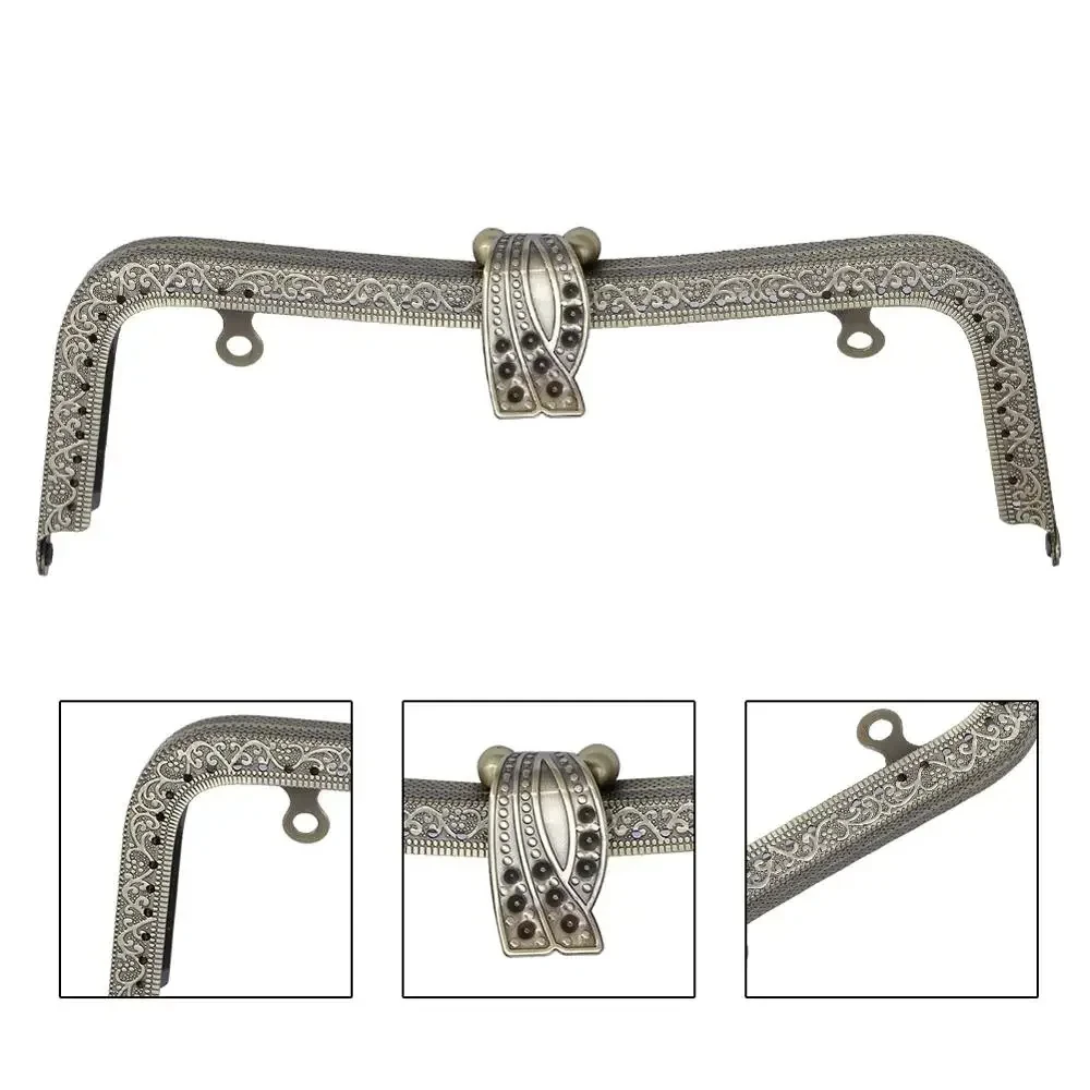 1Pcs 20cm Embossing Metal Purse Frame Handbag Handle Kiss Clasp Lock Bronze DIY Hardware Crafts Parts Women Bag Accessories