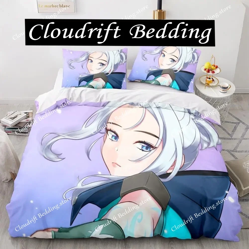 

Gaming Valorant Bedding Set Single Twin Full Queen King Size Bed Set Aldult Kid Bedroom Duvetcover Sets 3D Print Anime