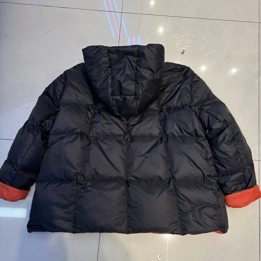 Schinteon Women Down Jacket Casual Loose Over Size Warm Autumn Winter Outwear White Duck Down with Hood Fashion Maternity Coat