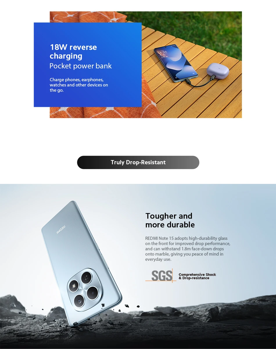【World Premiere】Global Version Xiaomi Redmi Note 15 MTK Helio G100-Ultra Smartphone 6.77" AMOLED display 108MP camera 6000mAh