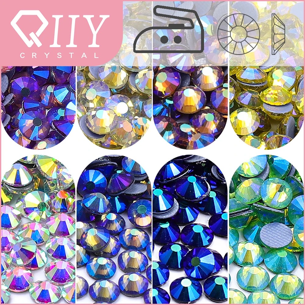QIIY 02 Crystal AB High Quality SS6-SS30 Hotfix Flatback Gla
