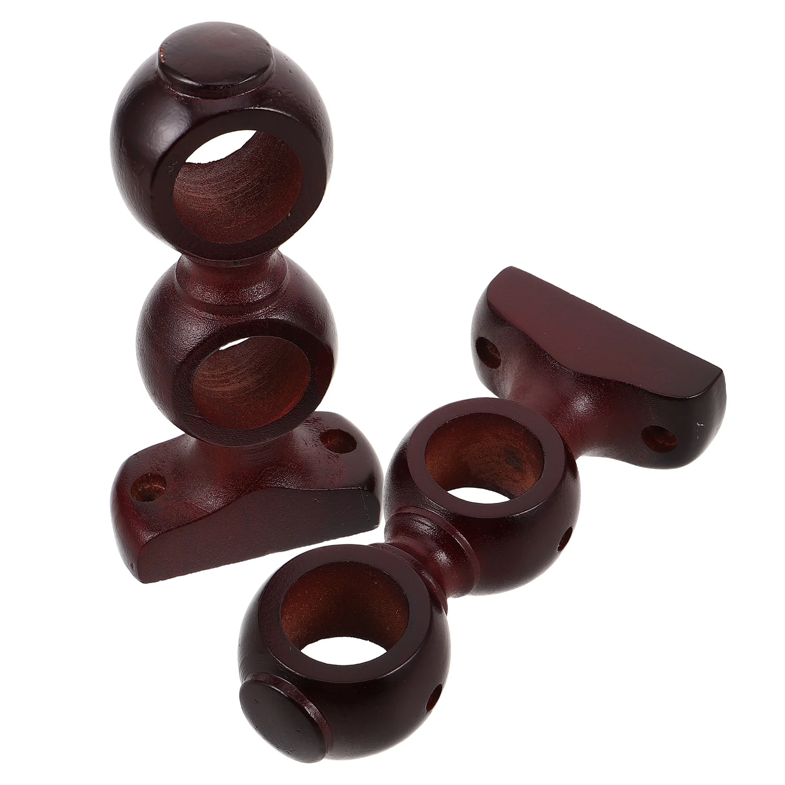 

2Pcs Wooden Curtain Pole Brackets Strong Solid Wood Construction for Residential Office Decorative Rod Hanging