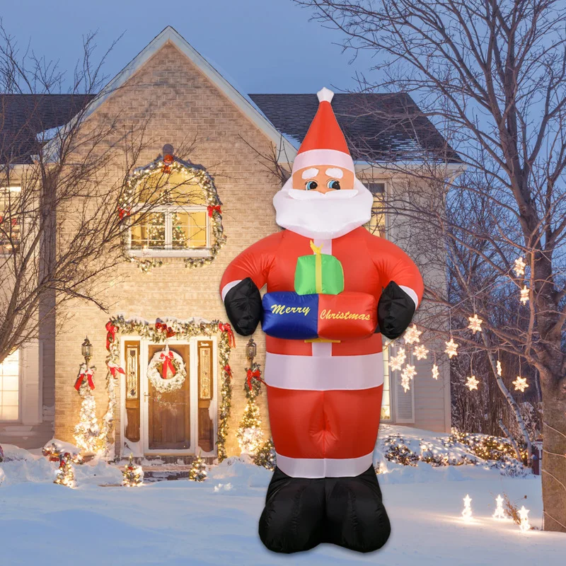 7FT Christmas Inflatable Santa Claus Gift Pack Decoration Inflatables Model Holiday Gifts Christmas Outdoor Indoor Decor