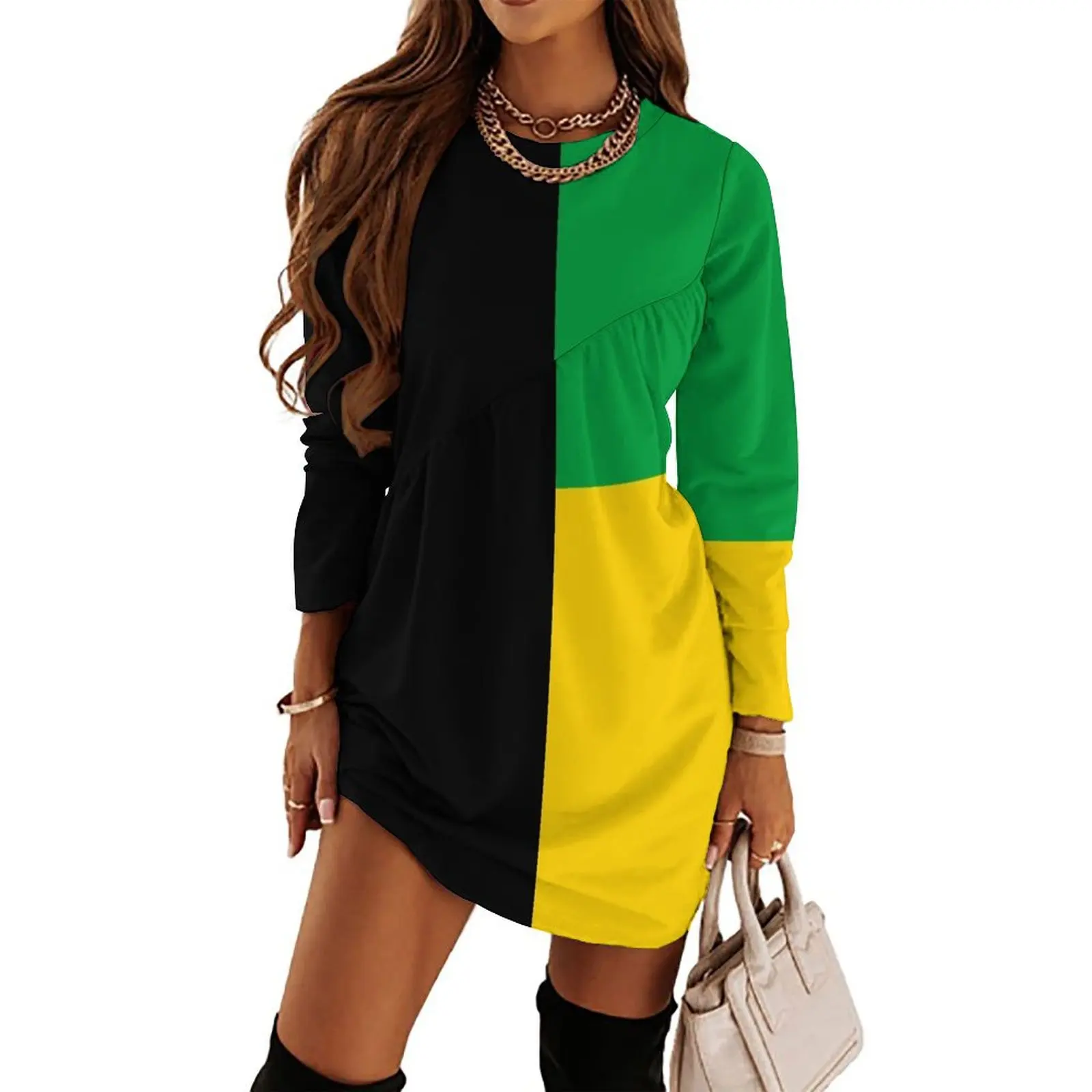 

Jamaican Flag Solid Colours Long Sleeved Dress wedding dresses for parties elegant dresses for women