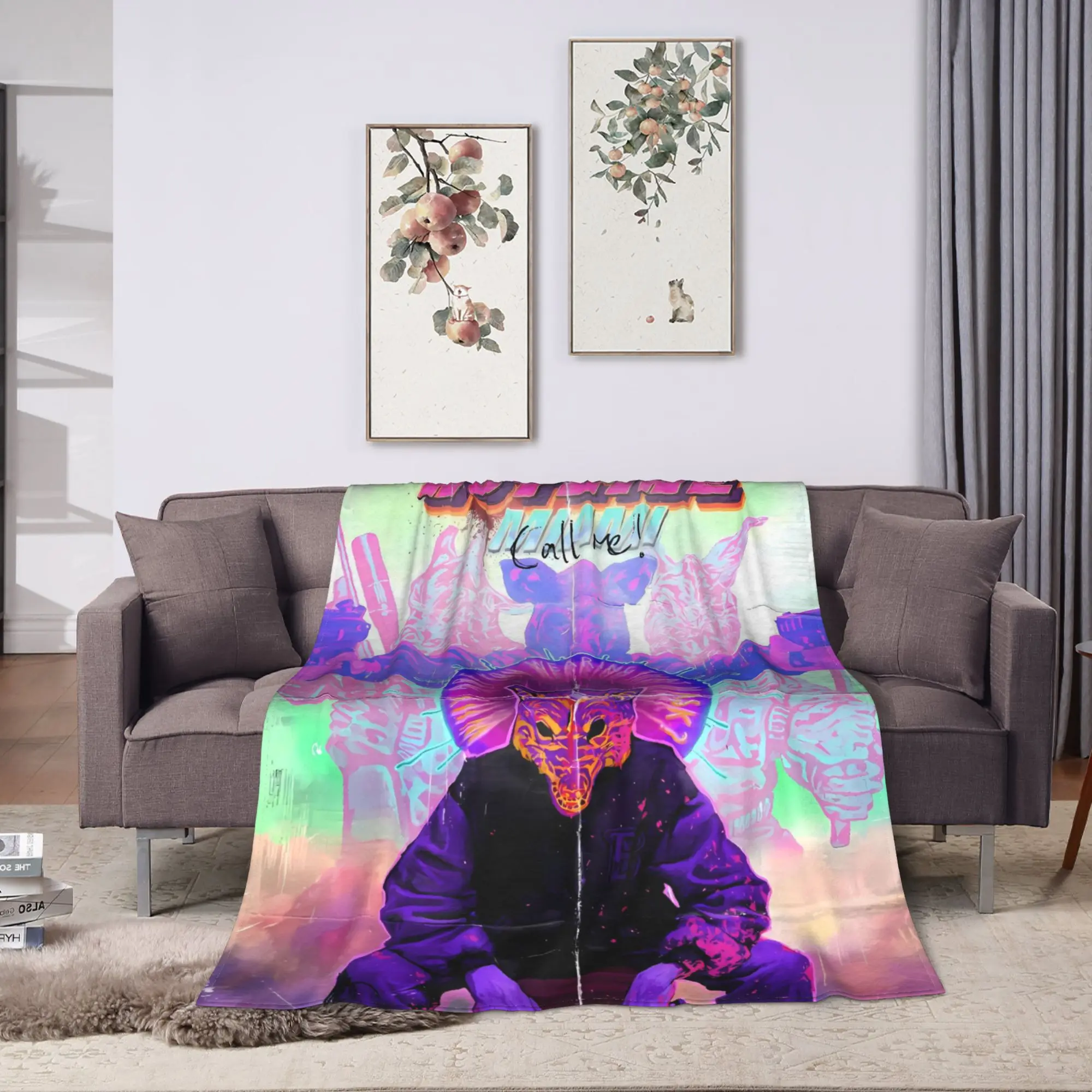 Hotline Miami Game Blankets  Travel Flannel Throw Blanket For Couch Bed Super Soft Custom DIY Quality Bedspread Gift