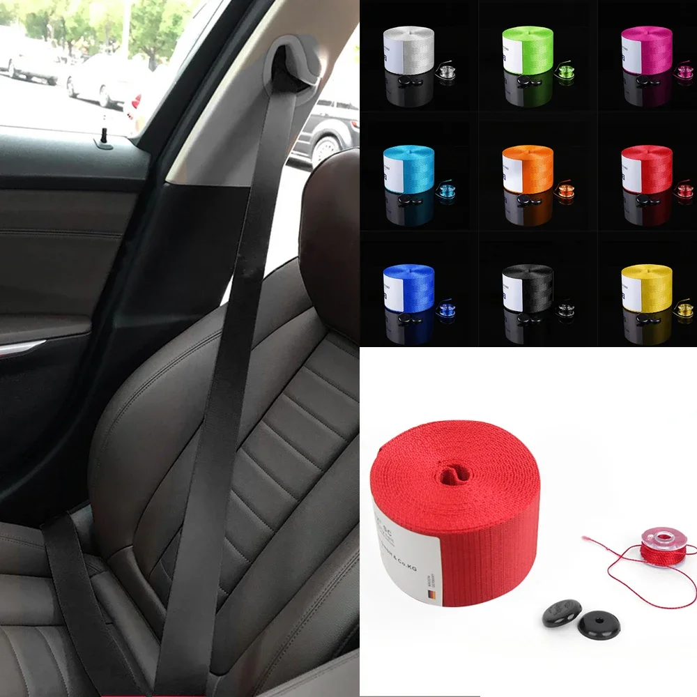 2PCS Auto 3.6 Meters Universal Strengthen Seat Belt Webbing Fabric Racing Car Modified Seat Safety Belts Harness StrapsStandard