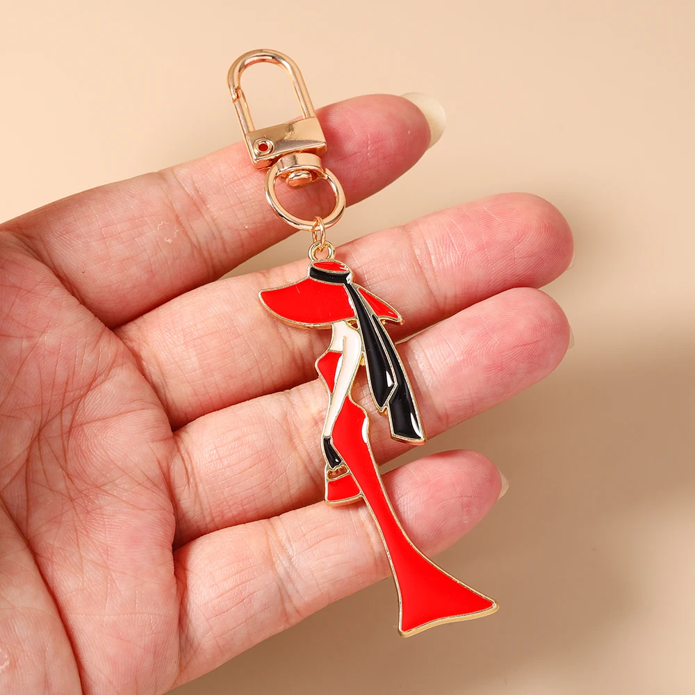 Aihua Modischer Eleganter Damen-Schlüsselanhänger, Emaille-Hut-Taschen-Schlüsselring für Mädchen, Tolles Geschenk, Rucksack-Taschenanhänger, Handgefertigter Schmuck – Detail 4