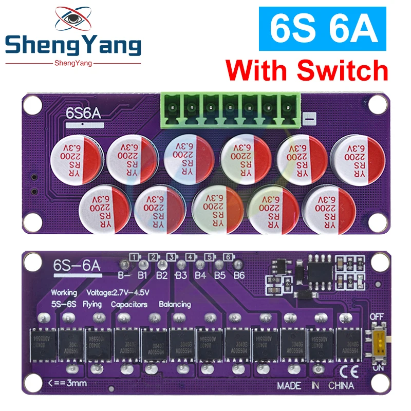 TZT 6S 6A High Current Lithium Battery Active Equalization Board Lifepo4 Battery Energy Transfer Equalization Capacitor