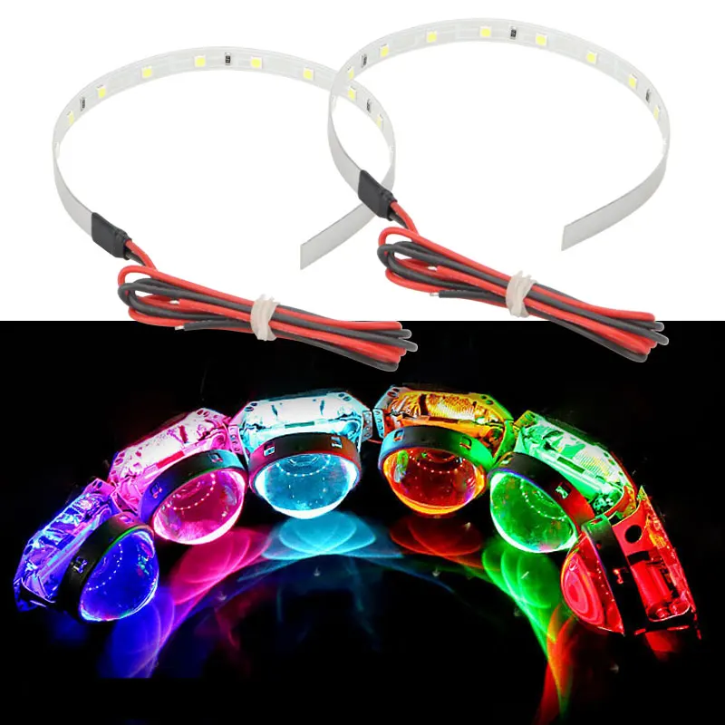 

2PCS Car Angel Eyes Halo Rings LED Super Bright Headlight Decoration Flexible RGB Colorful Daytime Running Light APP Control