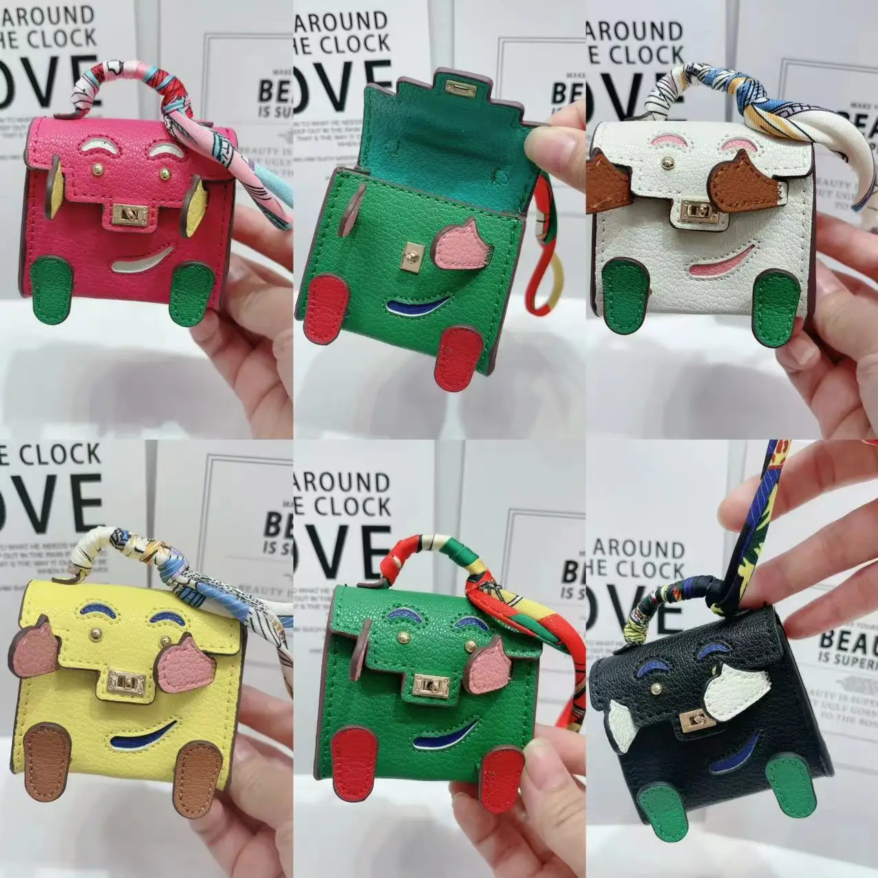 

NEW Handmade Mini Tiny PU Leather Handbag Decoration Pendant Bag Earphone Case Trendy Key Charm Miniature Purse