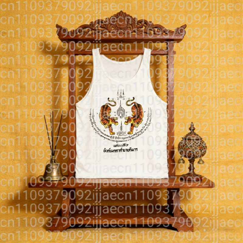Summer New Thai Retro Printed Pattern Thai Tank Top Men's Trendy Casual Breathable Tank Top T-shirt Family Matching 2026