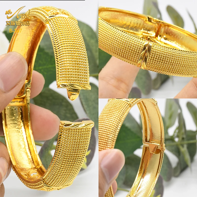 Luxus Dubai 24 Karat Gold Farbe Armreifen für Frauen indische afrikanische Armbänder Charme Hochzeit äthiopischen arabischen Hands chmuck Party Geschenke – Detail 6