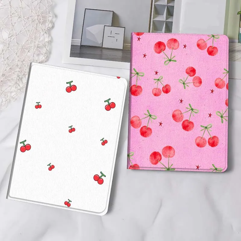 

Cartoon Red Cherry Pattern Tablet Case For Samsung Tab Galaxy S6 S11 A A7 A8 A9 A11 10.1 10.4 10.5 Plus Lite Gift