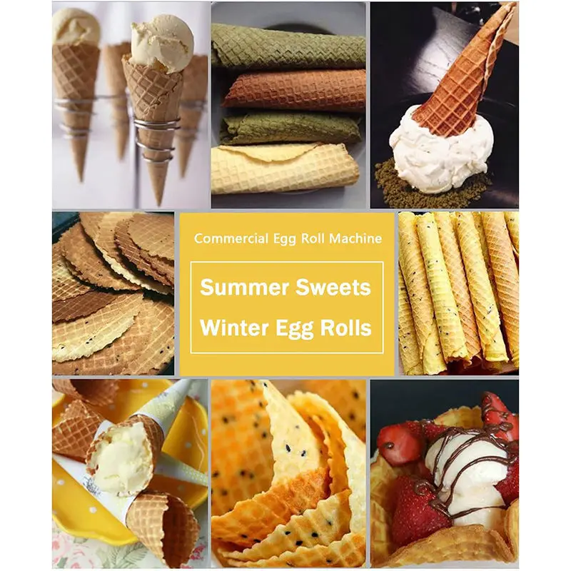 Food tools Commercial New 220V Stainless Steel 201 Multifunctional Electric Waffle Cone Ice Cream Maker Easy Operate