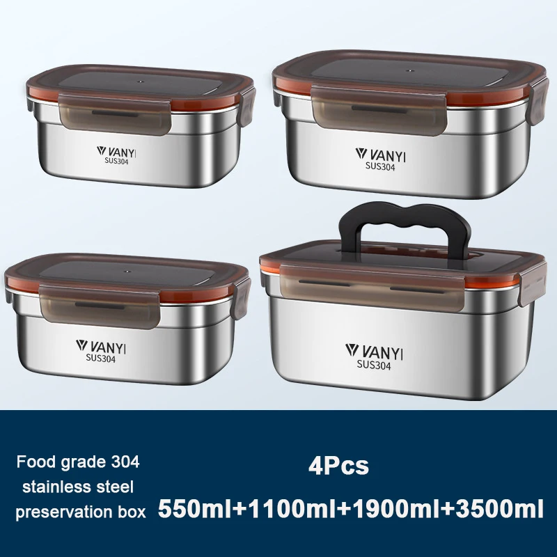 304 Stainless Steel Lunch Box Travel Leakproof Bowls Home Containers Microwave Heating Lunchboxs  Big Capacity Food Lunchbox