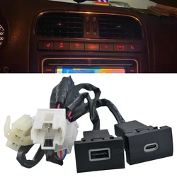 For Volkswagen POLO 11-13 Auto Phone Fast Charging Adapter Button Quick Car Charger QC3.0 Type C PD USB Interface Socket