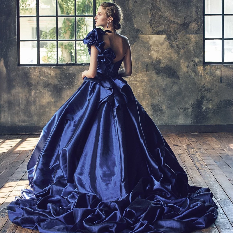 Thinyfull Saudi Arabia A-Line Prom Dresses One Shoulder Flower Satin Evening Dress Night Cocktail Party Prom Gowns Customized