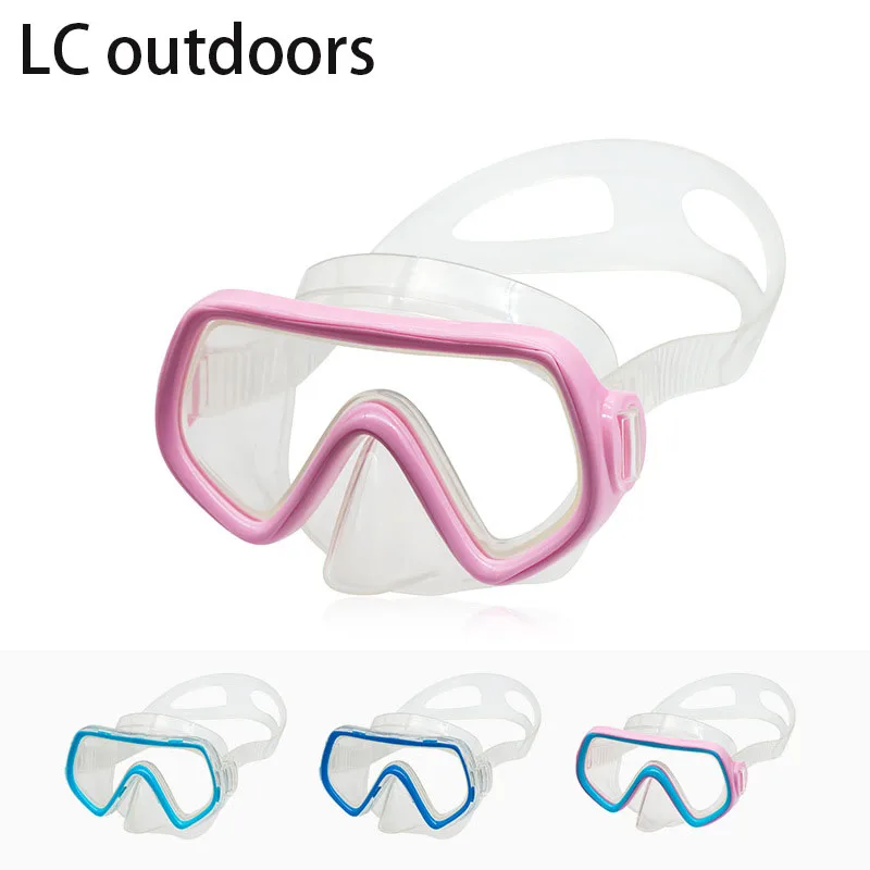 

Tempered Glass Kids Swim Goggles PVC Strap Anti Fog Child Diving Mask Wide View with Nose Cover Pool Swim Eyewear 3-5Year Olds