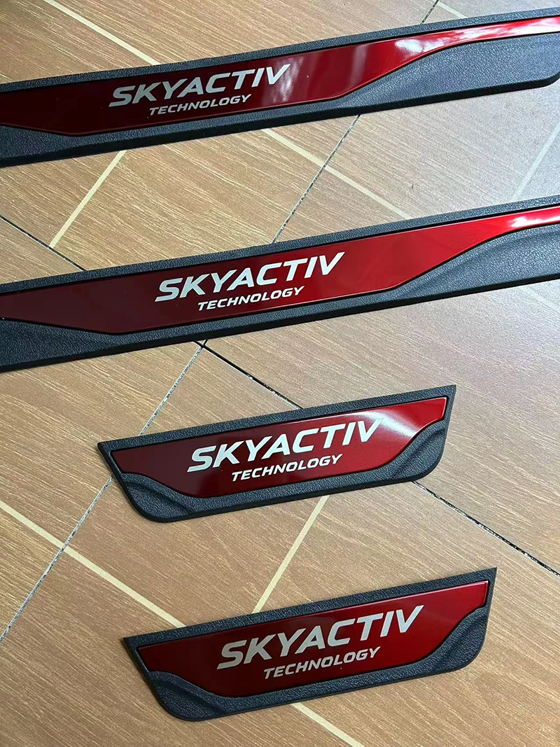 ل Mazda2 مازدا 2 MAZDA3 CX-5 CX-3 CX-30 CX-4 عتبة باب السيارة لوحة بالية دواسة عتبة حامي الكسوة المضادة للانزلاق اكسسوارات #4