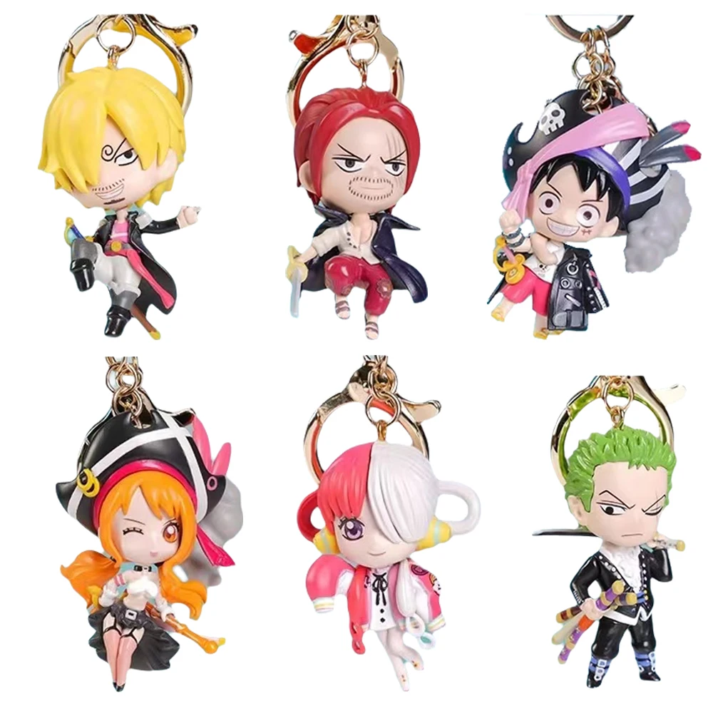 One Piece Monkey D. Luffy Roronoa Zoro Shanks Sanji Nami Uta Anime Surprise Action Figure Pendant Gift Figurine Key Chain Toys