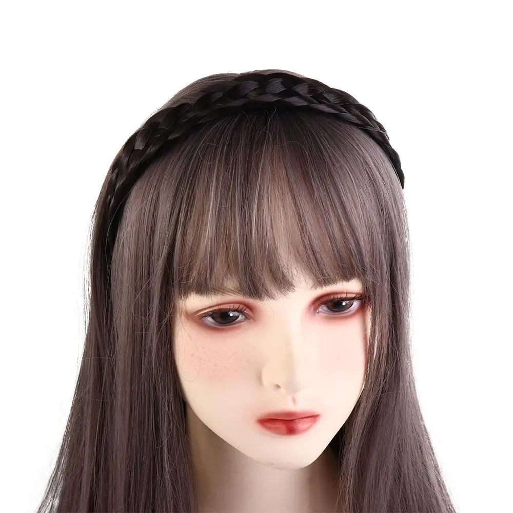 Fishbone Braid For Girl Non-slip High Cranial Top Artifact Female Hairbands Wide Hair Hoop Wig Headband Korean Style Headwear