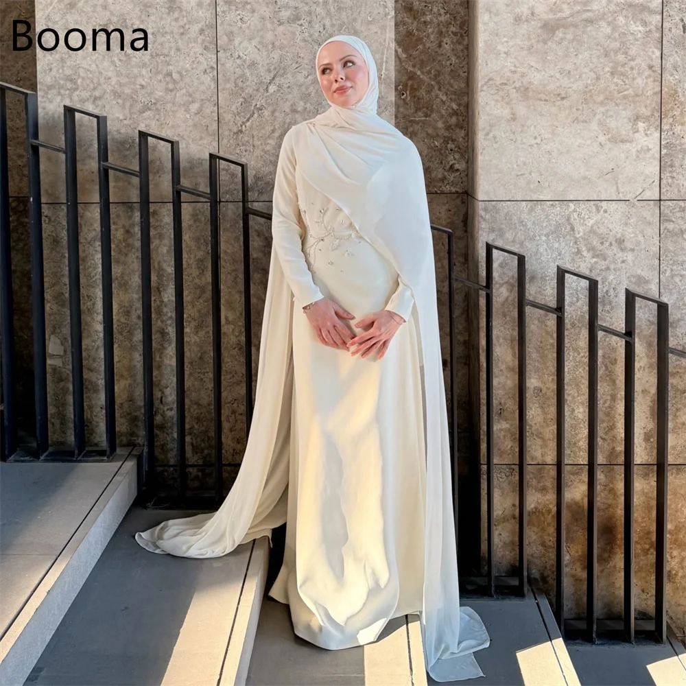 

Booma Mermaid O-Neck Long Crystal Elegant Wedding Dresses Long Sleeve Simple Brides Gown Custom Made 2025