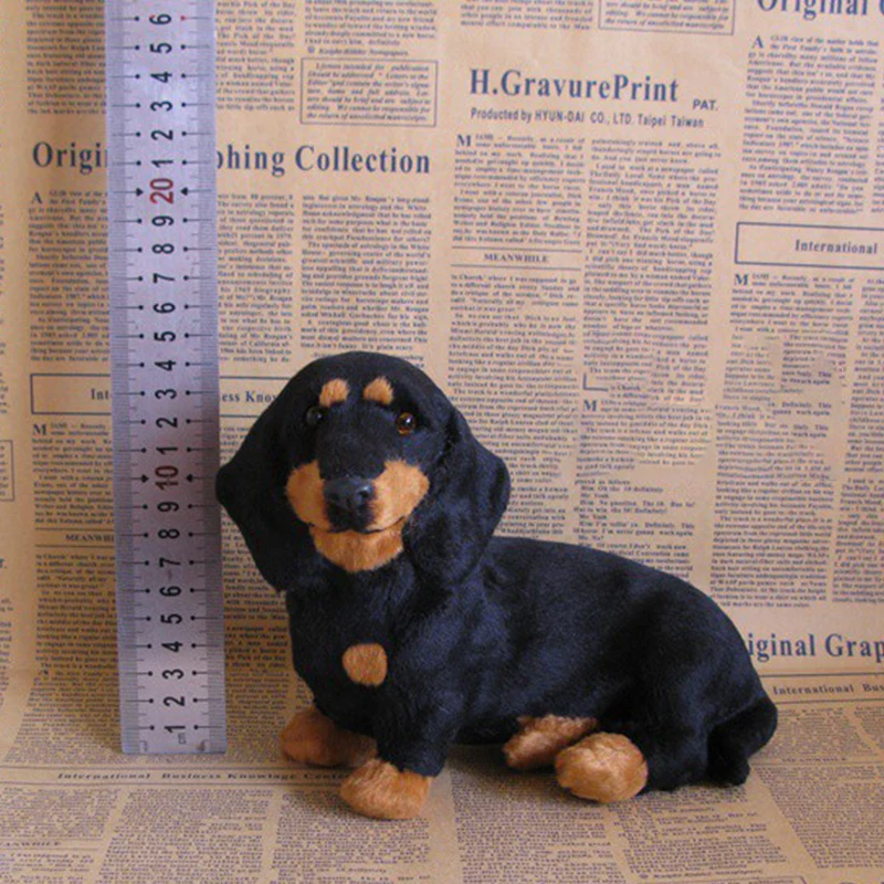 1 unidad de perro salchicha realista, modelo Animal de simulación, perro salchicha, adorno de peluche esponjoso, decoración del hogar, juguete para niños, regalo de cumpleaños