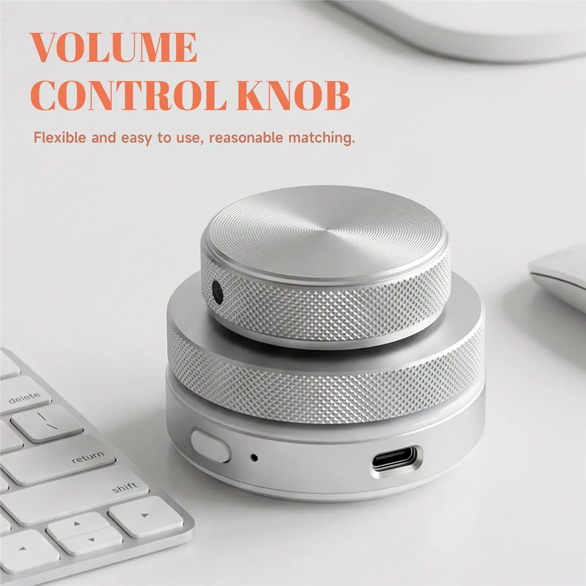 【DT56】Volume Control Knob 2.4G Bluetooth USB C Wired Multimedia Controller Knob with RGB Light for Phone Tablet PC