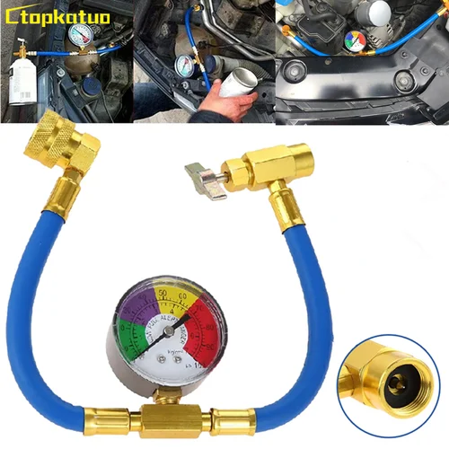 Kit de llenado de aire acondicionado automotriz r134a Manguera de medición de recarga de CA Gas refrigerante con manómetros