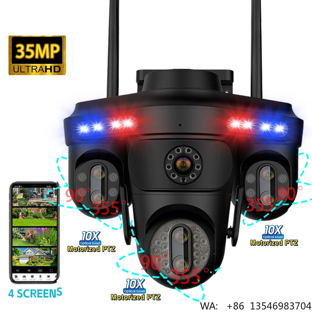 35MP 7 Lens 4 Screens Wifi IP Camera 3PTZ 30X Optical Zoom Outdoor Wifi IP CCTV Security Network Wireless Cameras Surveillance