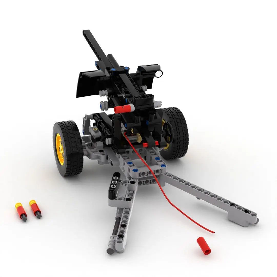 moc対戦車砲ビルディングブロックセット、テクニック機械式動力伝達構造、diy組み立て玩具
