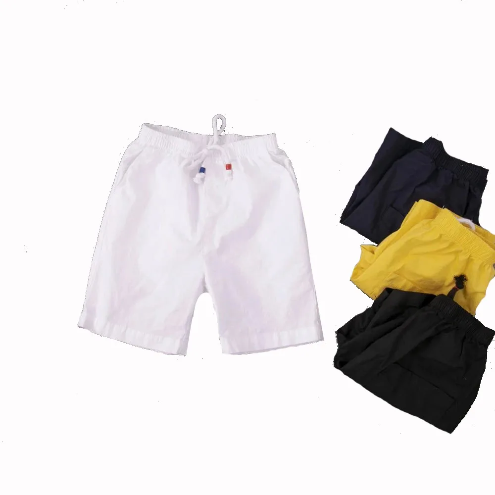 New Children Shorts for Boys Summer Toddler Baby Elastic Waist Sports Pant Cotton Teenage Clothes White/Yellow Shorts with Belts