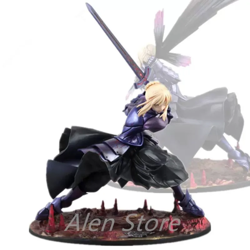 

18cm Japan Anime Fate Stay Night Black Saber Alter Vodigan Ver with MASK Hammer Sword Cartoon Action Figure PVC Model Toys Doll