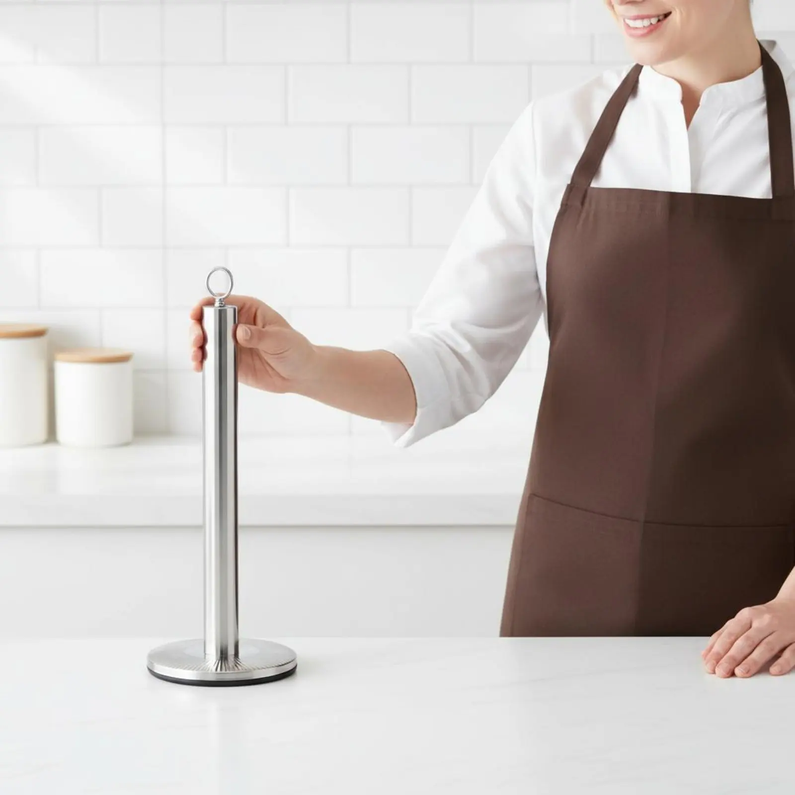

Stainless Steel Paper Towel Stand Mirror Polished Upright Paper Towel Rack Freestanding Kitchen Roll Holder Single Hand Tear