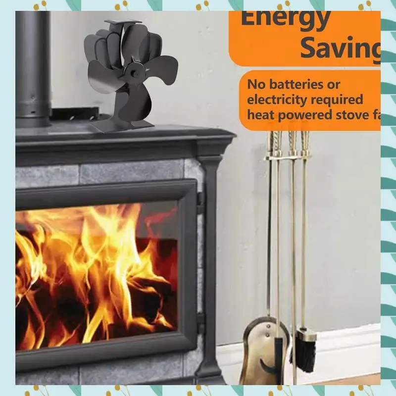 

A71P Каминный вентилятор 4-лопастной тепловой вентилятор для дровяной/бревенной горелки/камина Эффективно циркулирует теплое воздухо