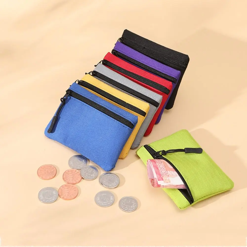 Einfarbige Mini-Geldbörse, Unisex, Reißverschluss, Segeltuch, Münze, Schlüsseltasche, Aufbewahrungstasche für Kinder, Geldtasche